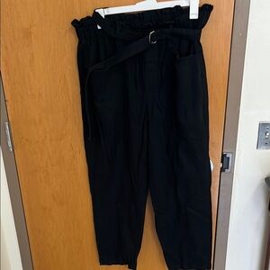 Womens Black Belted Pants